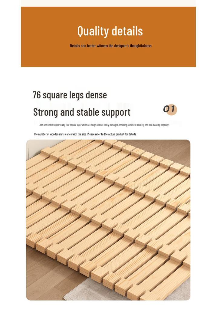 Solid Wood Low-Profile Tatami Floor Bed Frame for Double Mattress