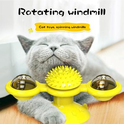 Giocattolo per gatti con mulino a vento, giocattoli interattivi per animali domestici, puzzle per gatti, giocattolo con giradischi Whirligig per gattini, spazzola per denti, forniture per animali domestici
