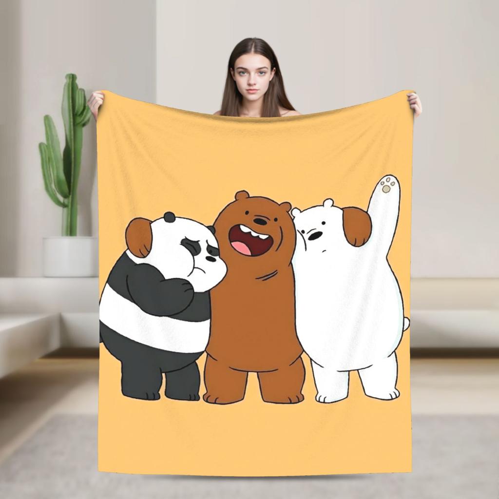 Warm Soft Blanket Camping We Bare Bears Somos Osos Bedding Throws Flannel Bedspread For Couch Bed Pattern Sofa Bed Cover