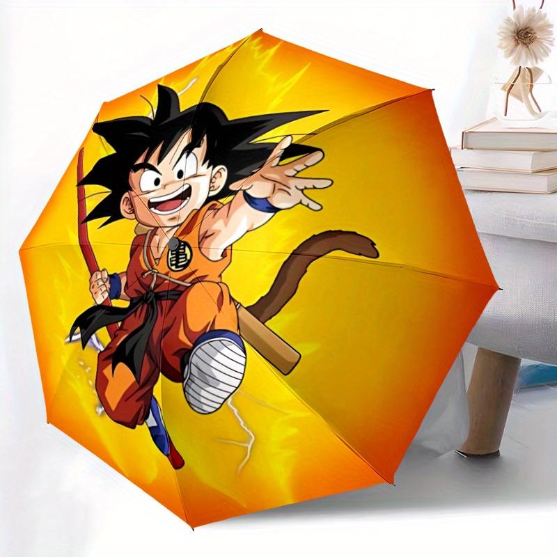 Dragon Ball Goku Saiyan Automatischer Faltregenschirm, 8 Rippen für Ganzjahresgebrauch, Tragbar für Reisen & Outdoor-Aktivitäten a0819081