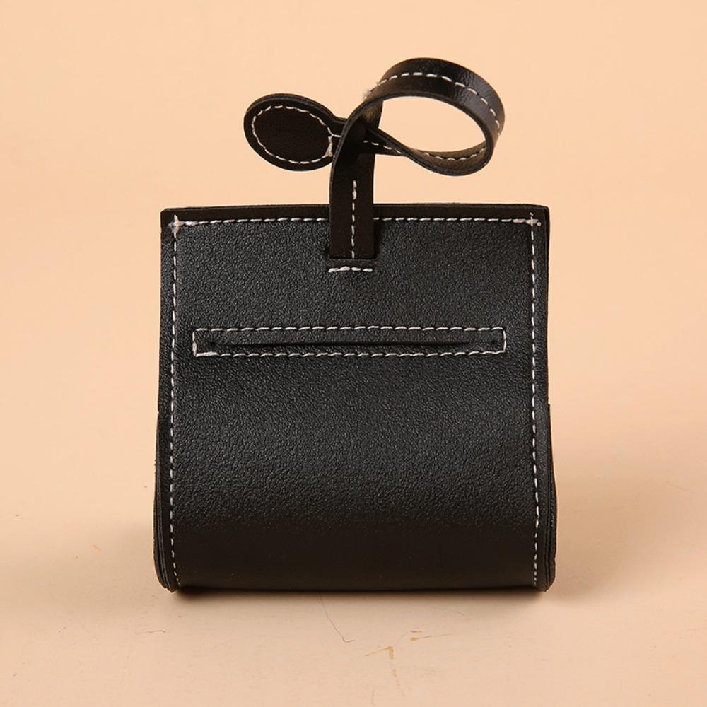 PU Leather Dog Poop Bag Dispenser Hangable Portable Dog Waste Bag Cover Solid Color Puppy Garbage Bags Holder