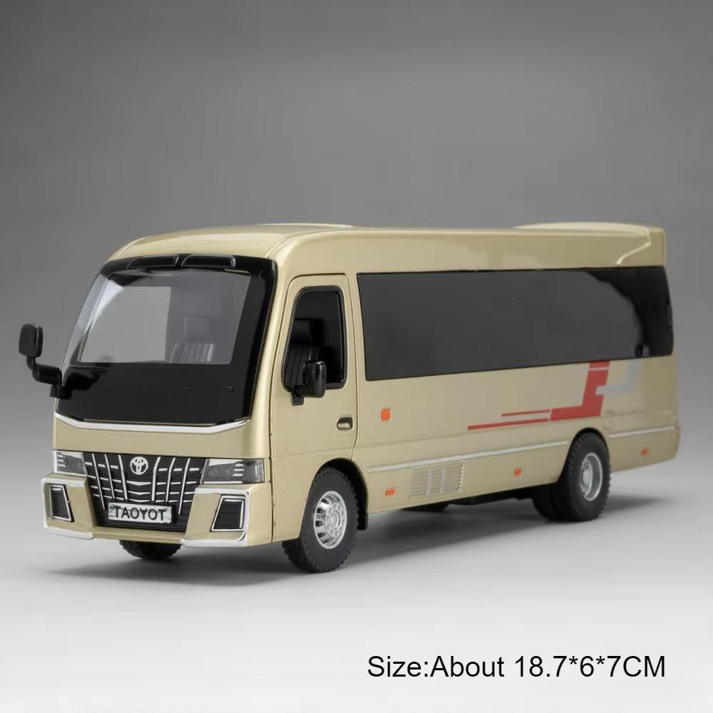 1:32 Scale Coaster Business Bus Model Toy Car Diecast Metal Sound Light Pull Back Police Vehicle Models Toys Gifts for Boys