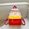 Book Bag Contrast Color Plaid Backpack Korean Style Cute Shoulder Bag Children School Bag  Gift