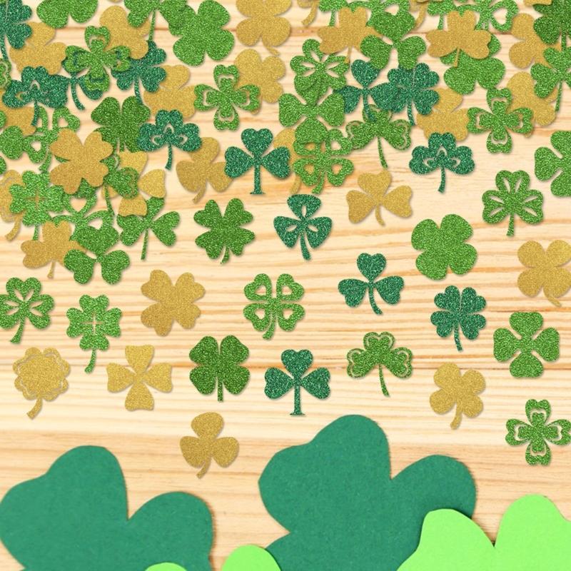 Patrick's Day Decoration Four Leaf Clovers Throw Confettis Elegant Decorative Paper Table Scatters Party Accessories