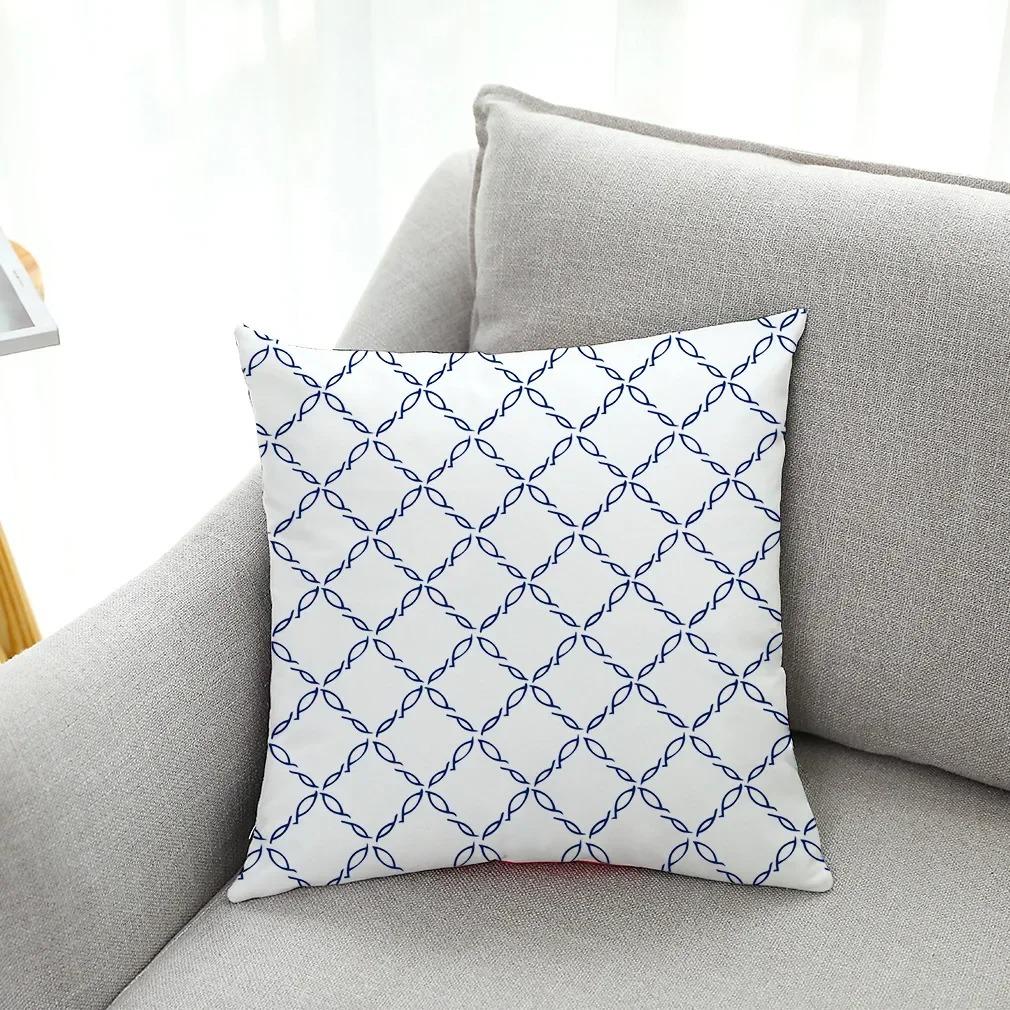 Office Living Room Home Pillowcase Blue and White Porcelain Printed Pillowcase Car Ornaments