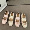 Fashion Luxury  Lace Tie Leg Satin Silk Ballet Flats Woman Square Toe Bowknot Elastic Band Ballerinas Ladies Wedding  Floral Shoes