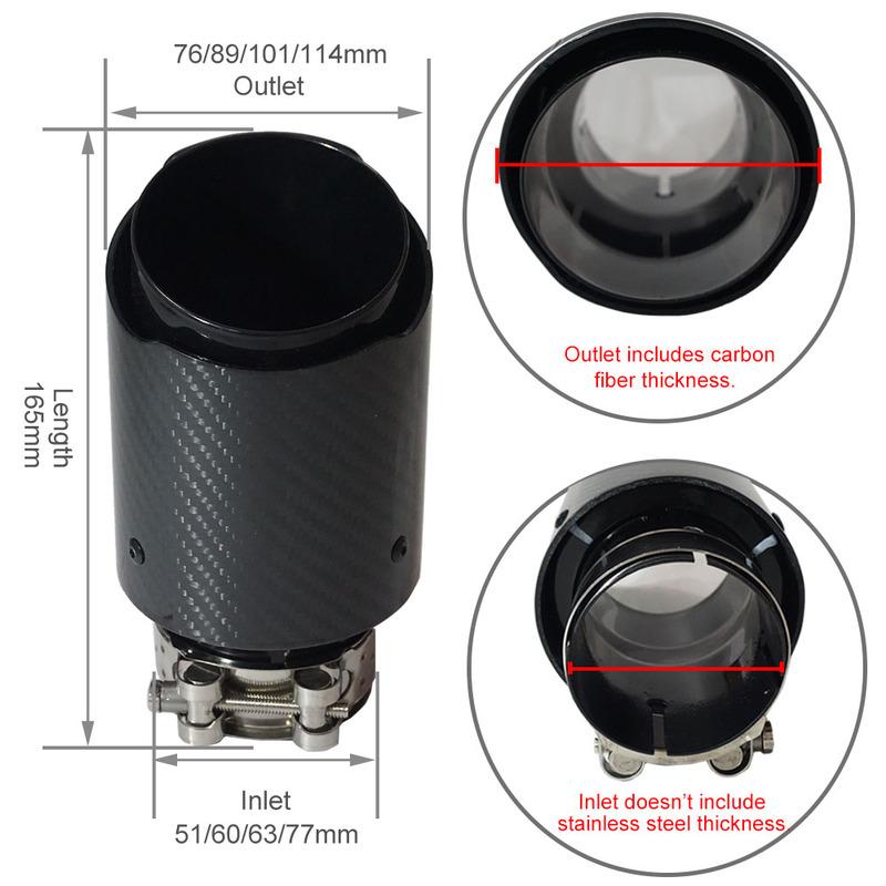 Creadgey Universal Tail Pipe Muffler Straight Exhaust System For AK Black Stainless Steel Carbon Fiber End Tips Car Accessories