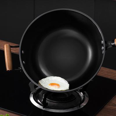 Iron Wok Non Stick No Coating Cookware Chinese Easy To Clean Cooking Tool Round Bottom Frying