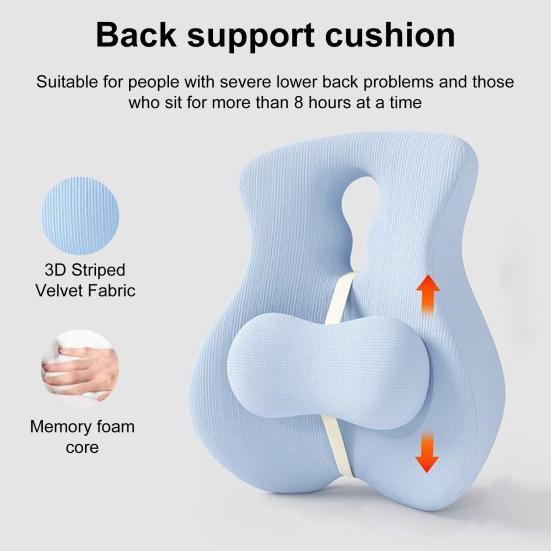 Back Support Cushion Memory Foam Lumbar Support Cushion Chair Back Support with Adjustable Slider for Office Chair Computer Desk Chair