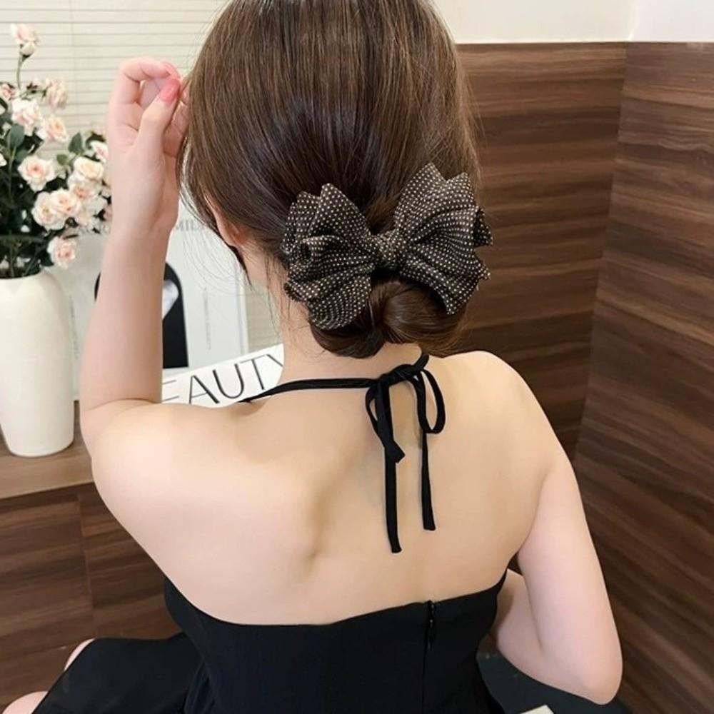2pcs Bow Shark Clip Polka Dot Banana Hair Clip New Style Hair Claw Clip Set Women