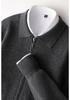 Men's Casual Lapel Pure Wool Zipper Cardigan - Thickened Knit Outerwear for Autumn/Winter