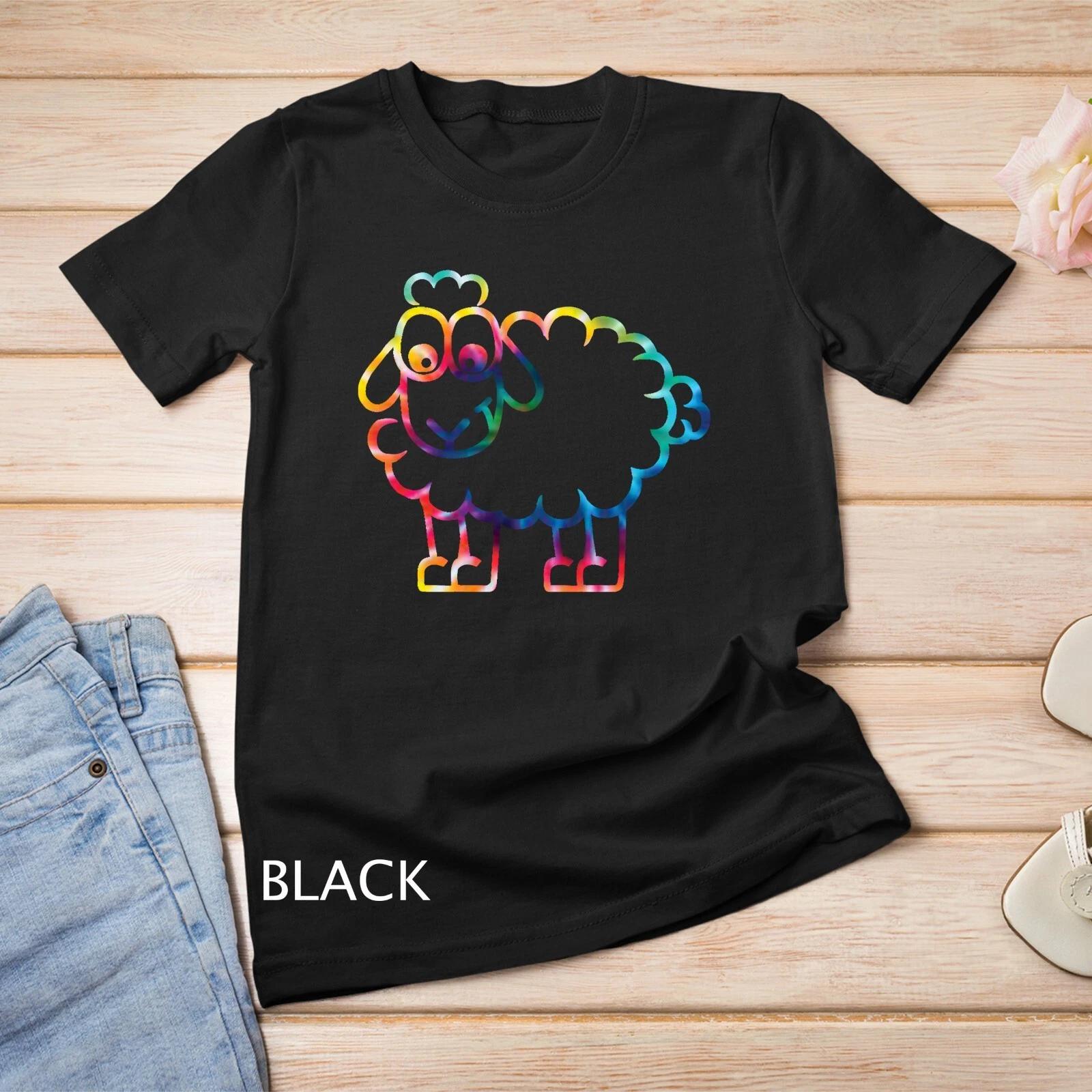 Смешная футболка с рисунком tie-dye и милой овечкой, унисекс 2XL