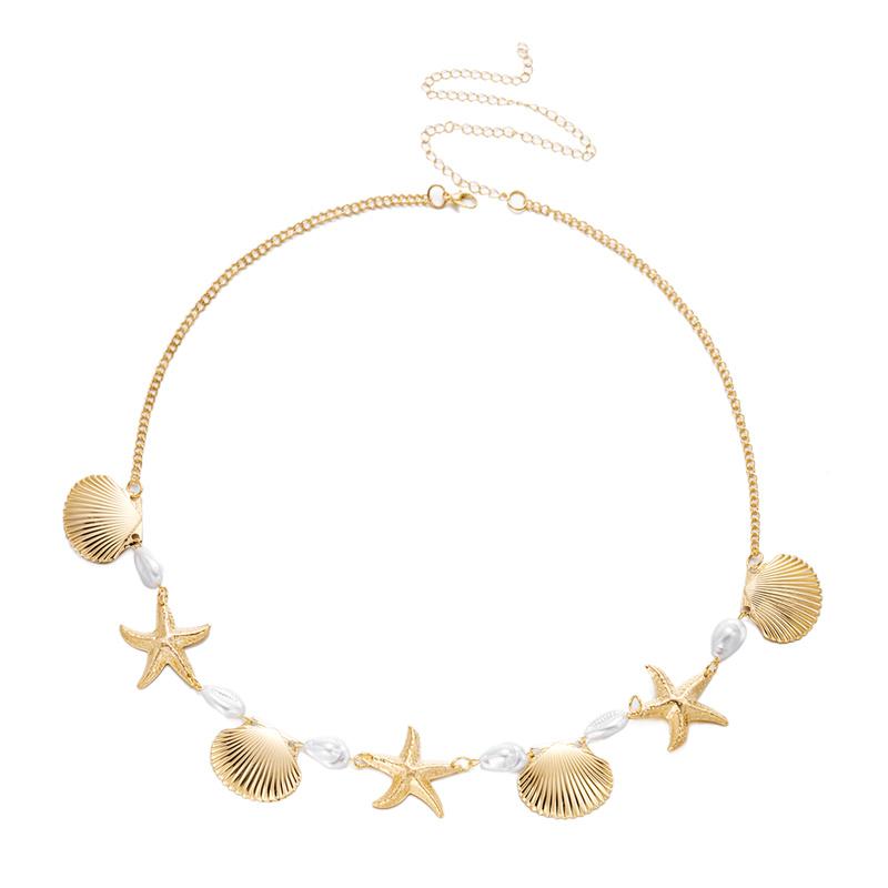 

Boho Ocean Starfish Shell Belly Chain Women Metallic Waist Belt Summer Holiday Bikini Jewelry