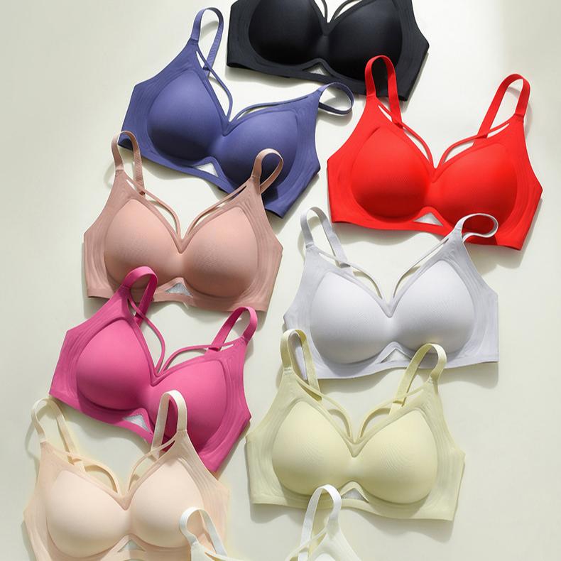 Nahtloser BH in großer Größe, dünnes Design ohne Bügel, gerafftes BH-Top, stützend, gegen Hängen, Push-up-BH