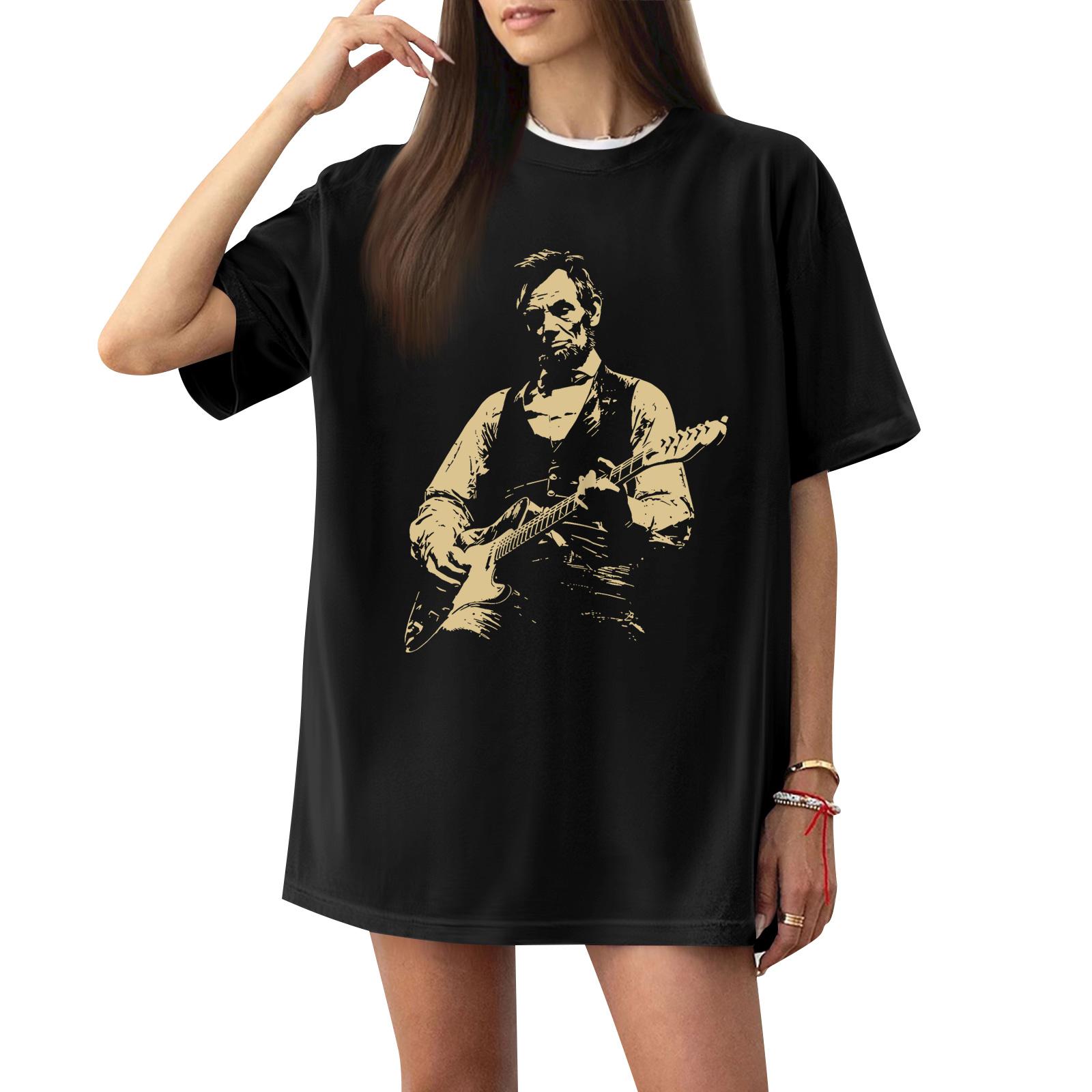 

Женская повседневная футболка с коротким рукавом и принтом букв L чёрный