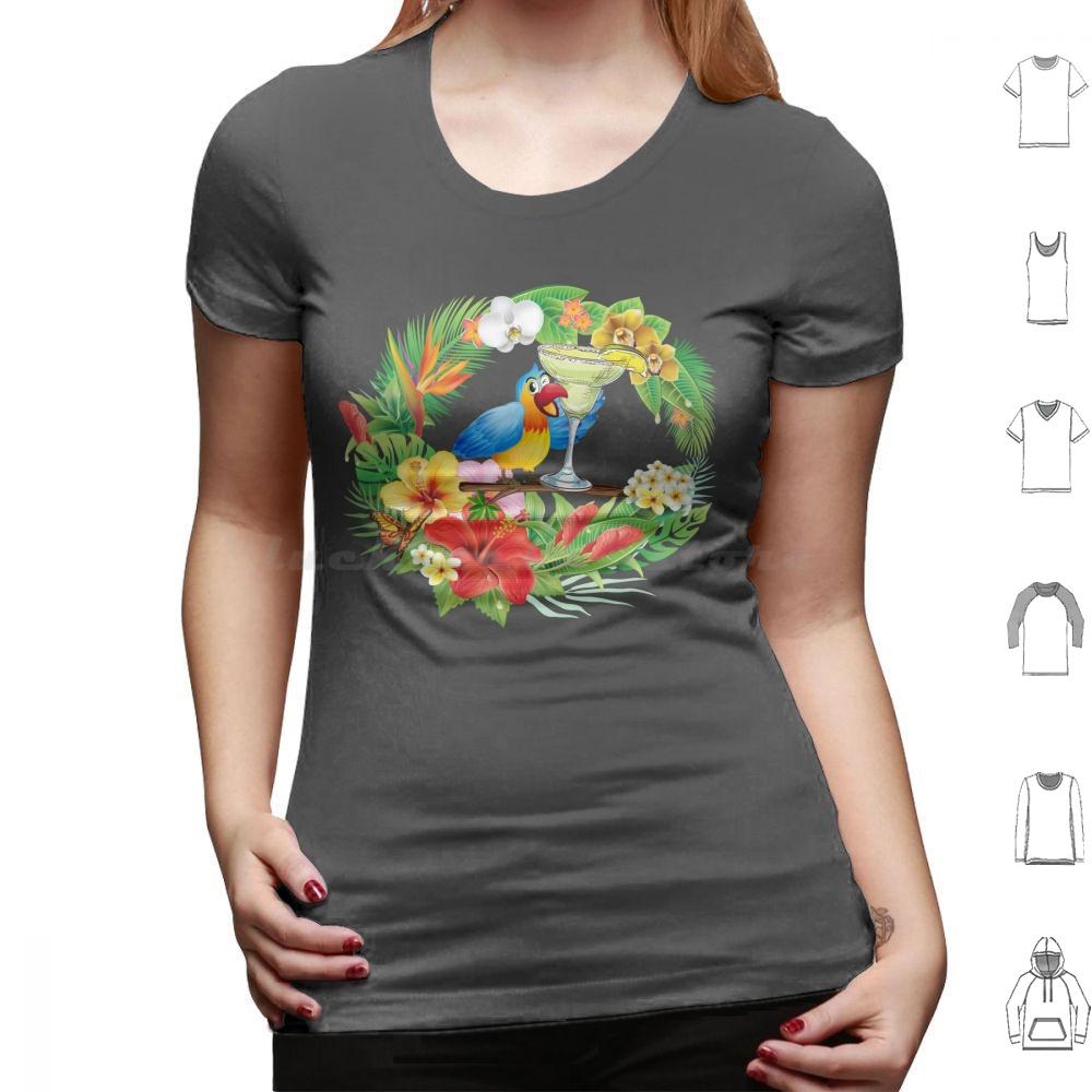Parrot With A Margarita T Shirt Men Women Kids 6xl Parrothead Buffett Shark Tropical Volcano Parrot Margaritaville Beach