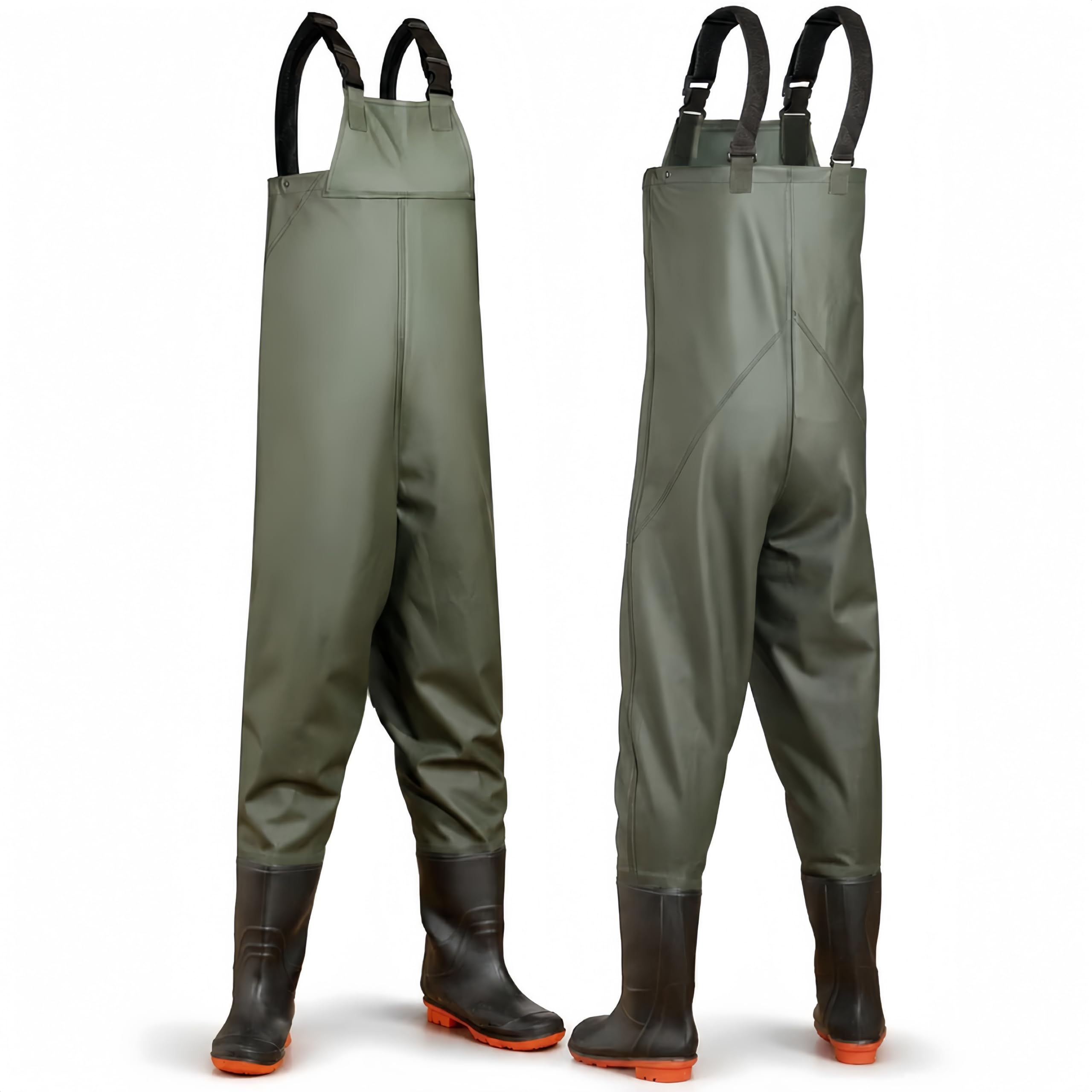Waders for Fishing, Chest High Waders, Fully Waterproof, Thickened PVC, Abrasion-Resistant Oxford Sole, Ergonomic Design, Comfortable Fit, Fishing Wad