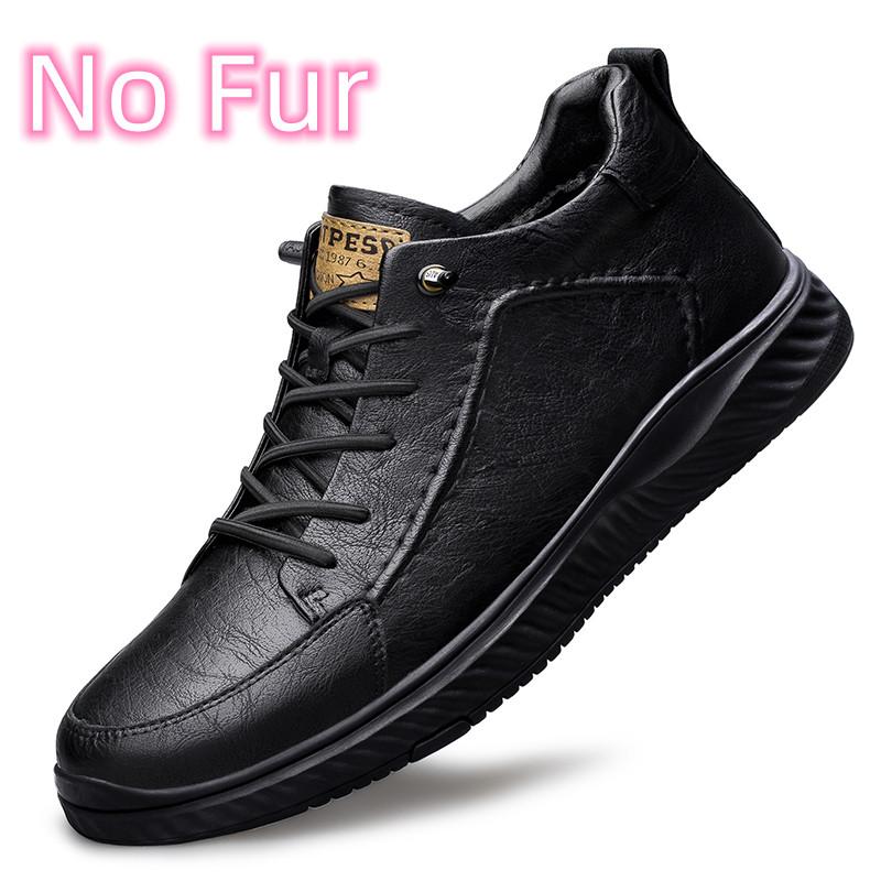 Mens Sneakers Genuine Leather Men's Boots Winter Platform Warm Fur Ankle Short Lace Up Novelty Concise Casual Work Shoes Botas