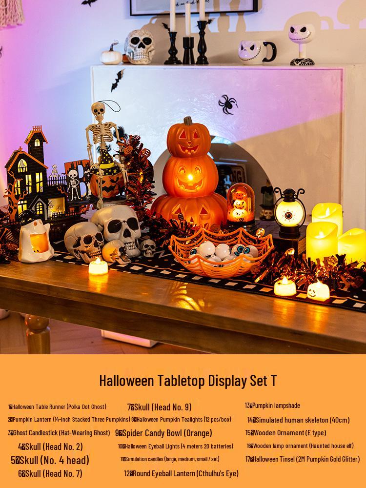Halloween Glow-in-the-Dark Pumpkin Lantern Set for Party Decorations