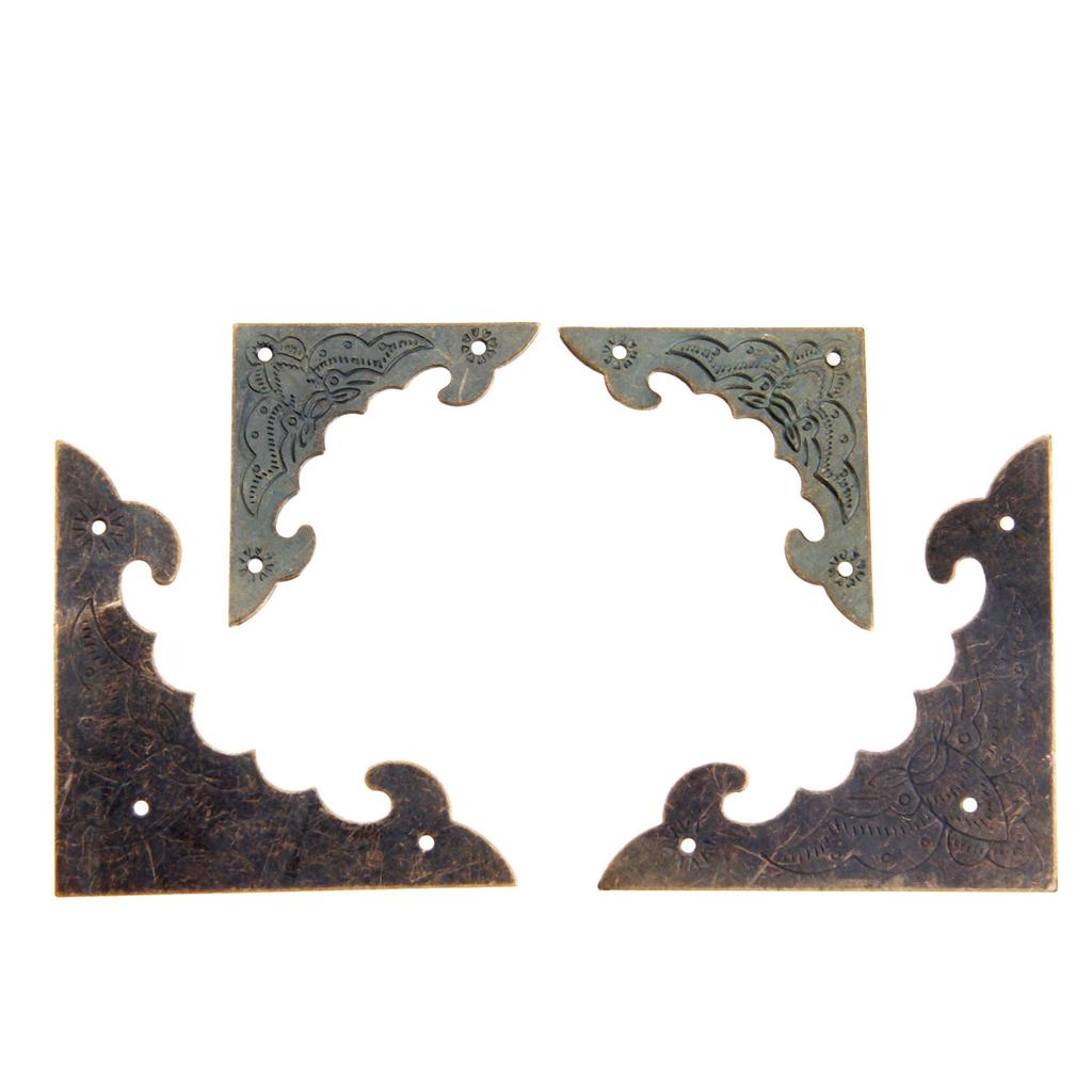 16Pcs Vintage Metal Flat Corner Protectors Decorative Furniture Guard Edge Cover w/Nails for Jewelry Box Case Gift Box 40mm/58mm