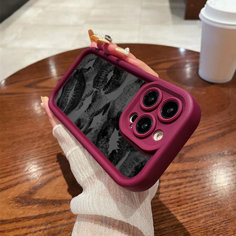 LZ22 Lips Kiss Digital Design Silicone Phone Case for Samsung A15 A35 S24 S23 Ultra S22 S21 Plus S20 A05 A06 A54 A55 A53 A14 M15 Shockproof Back Cover