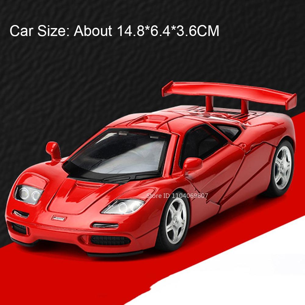 1:32 720S F1 Model Miniature Toy Sports Cars Alloy Diecast Ornament Supercars Sound Light Doors Opened Pull Back Kids Presents