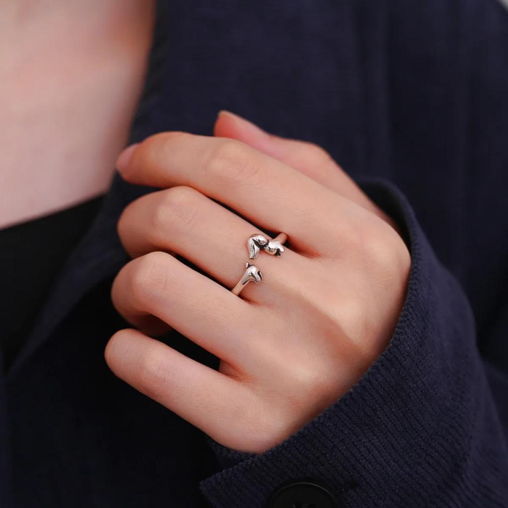 New Cute Dachshund Dog Simple Silver Adjustable Rings Original Open Sausage Dog Pet Rings for Women Vintage Animal Jewelry