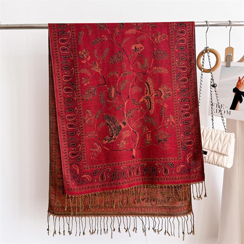 Reise out Retro Cashew Imitation Kaschmir Vielseitiges Schal-Tuch zum Warmhalten Herbst und Winter Fransen-Schal Kopftuch