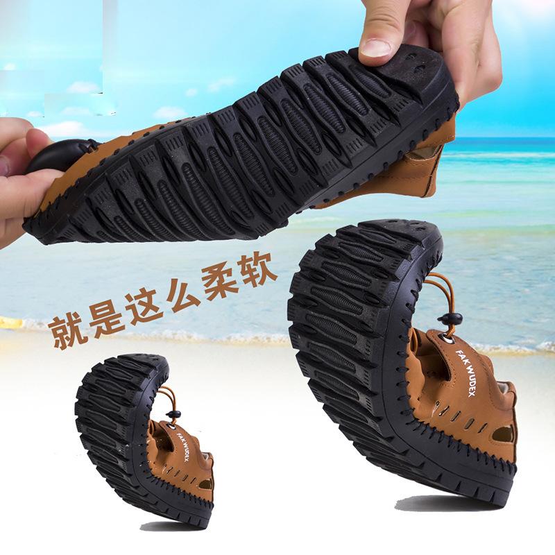 2025 Summer New Men's Shoes Hollow Leather Surface Casual Shoes Men's Breathable Sandals Low-top Lazy Beach Shoes