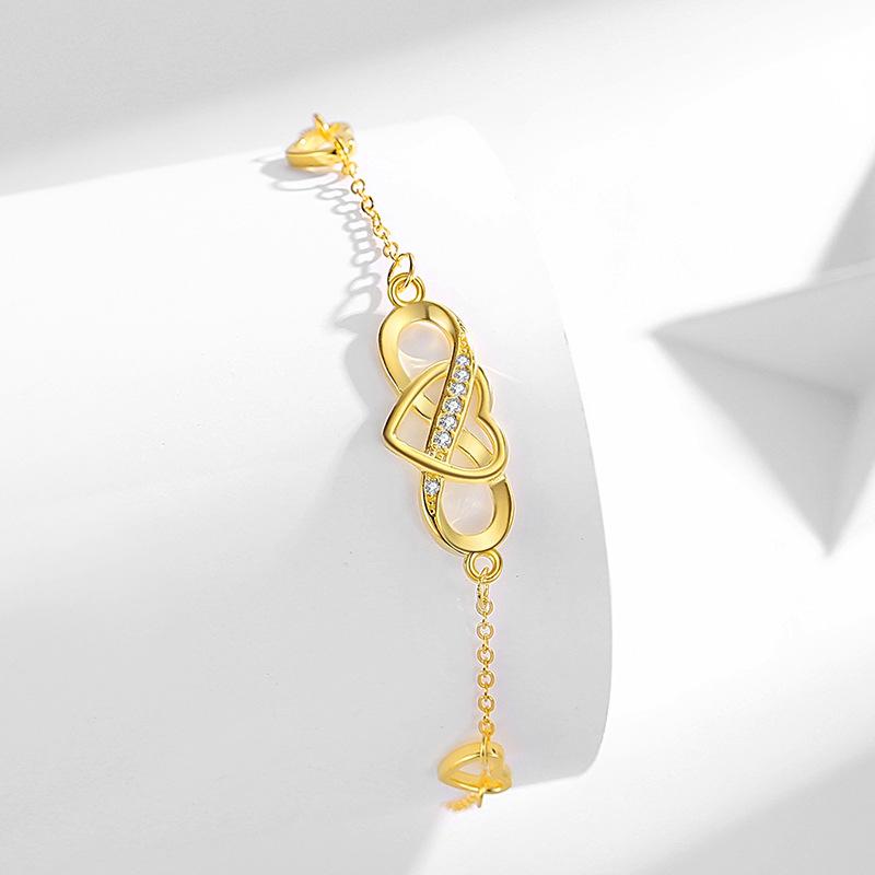 Sterling Silver S925 Bracelet for Women European and American Symbols 8-shaped Love Bracelet Fashionable Heart-shaped Infinite Love Hand