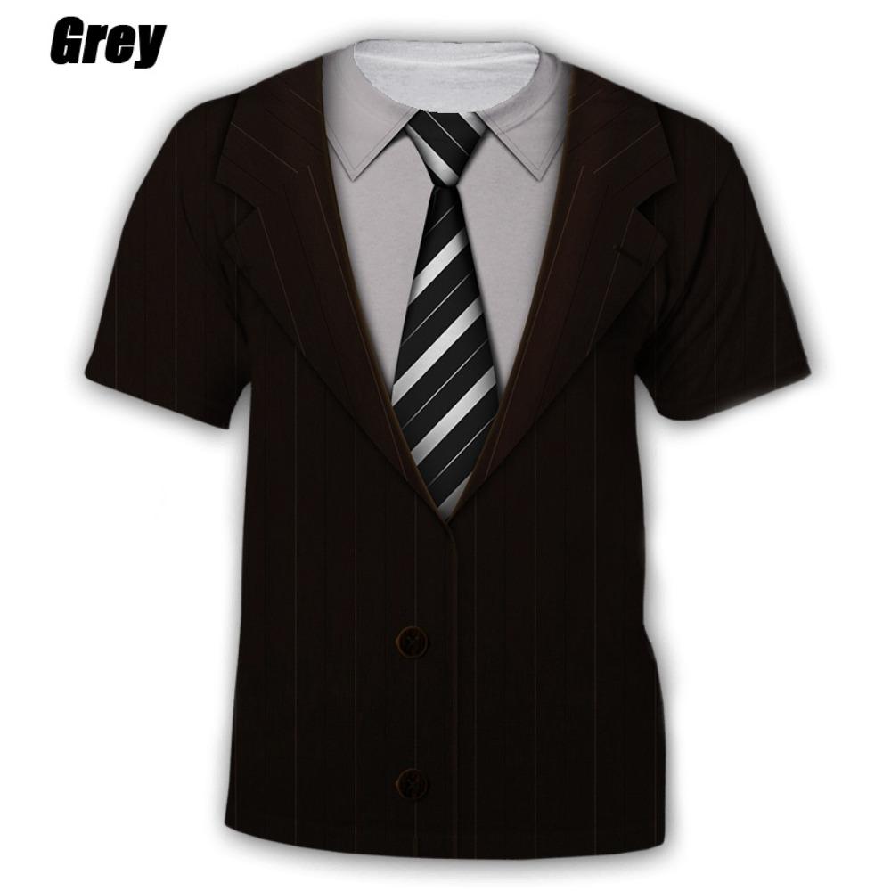 Roupa Masculina Moda Verão Engraçada Falso Terno Camiseta 3D Smoking Gravata Borboleta Camisetas Estampadas em 3D Masculinas Verão Streetwear Camisetas Tops