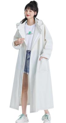 Vulpns Cycling Rain Lightweight Long Raincoat with Rain Gear for Simple Plus Sizes White M Women's Poncho, Raincoat, Pockets, Thick, Comfortable,