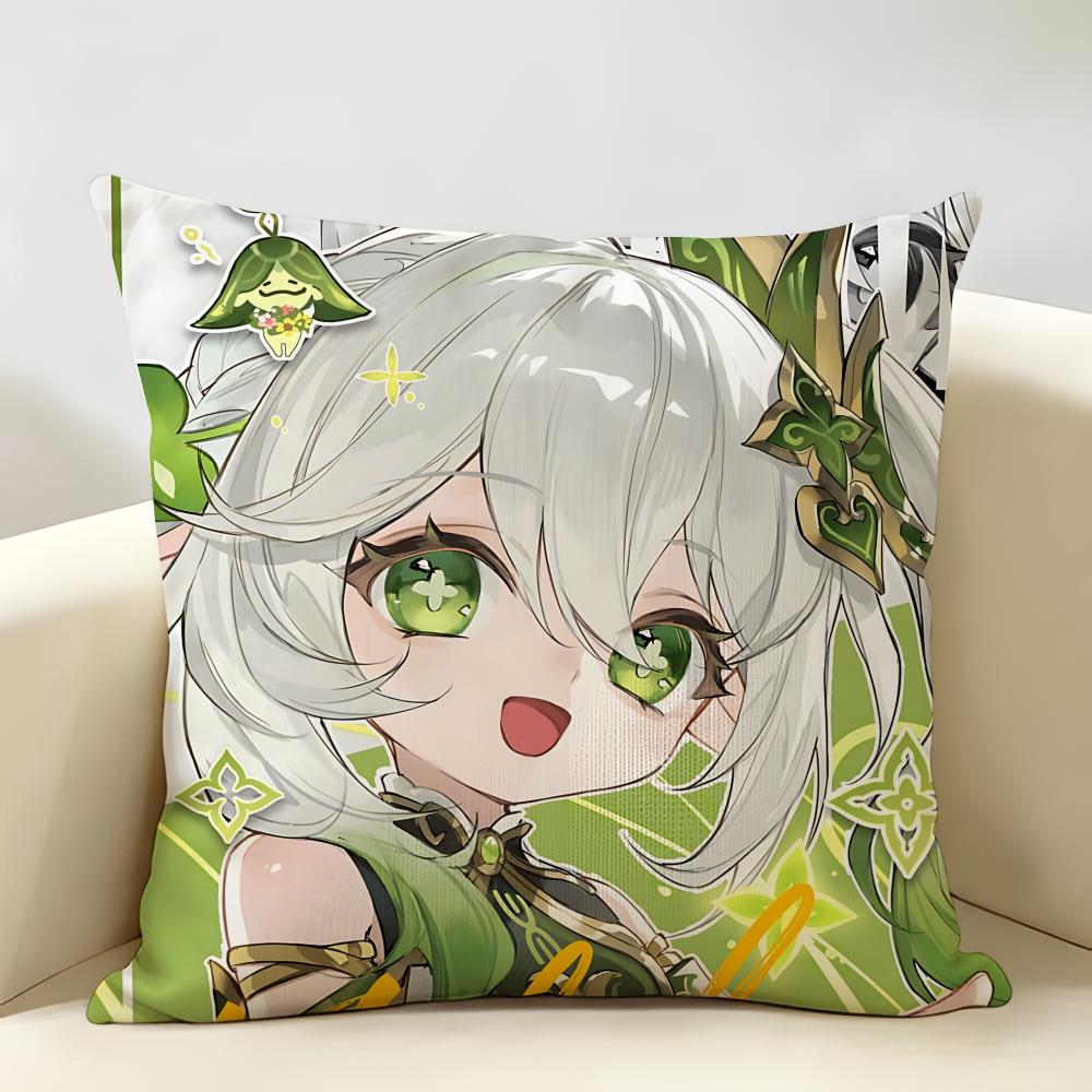 Nahida Genshin Impact Cushion Cover Natural Linen Organic Fabric DoubleSided Printing Room Sofa Decor Pillow Case