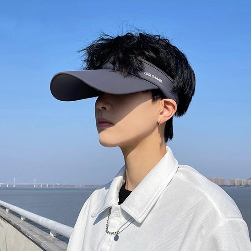 Cooling Stretchy Visor Ice Silk Long Brim Empty Top Hat Summer Uv Protection Men Sun Hats Cycling Running Sports Golf Visor Cap