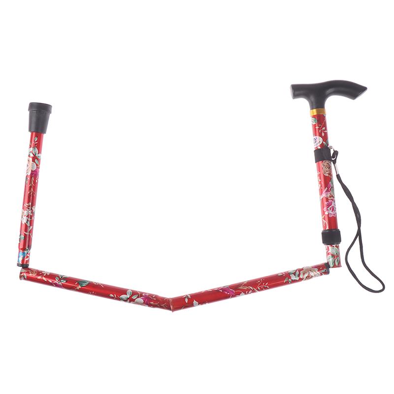 1Pc Aluminum Alloy Five-Section Folding Cane T Handlebar Safety Walking Stick