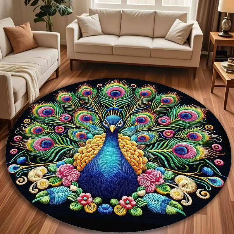 3D Peacock Carpet Living Room Carpet Bedside Decoration Carpet Foot Mat Entrance Door Mat
