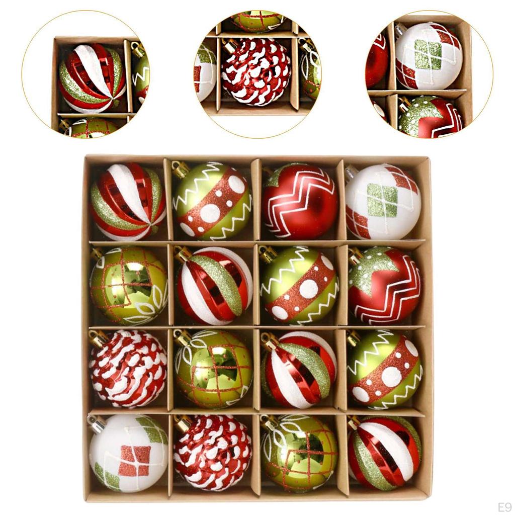 16 Pieces Christmas Ball Ornaments Hanging Crafts Charm Pendants Xmas Decorations for