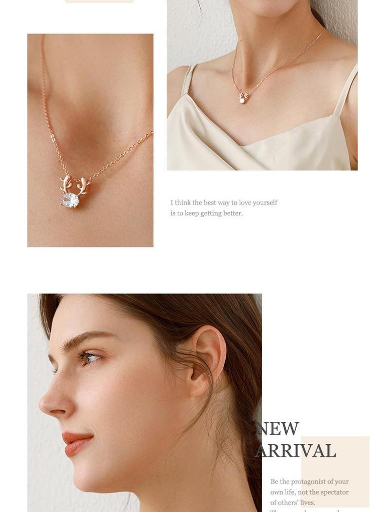 Collier ras du cou Femme Roue Ferris Élan Argent - Argent Sterling S925, Bijou de Noël de Luxe Léger.