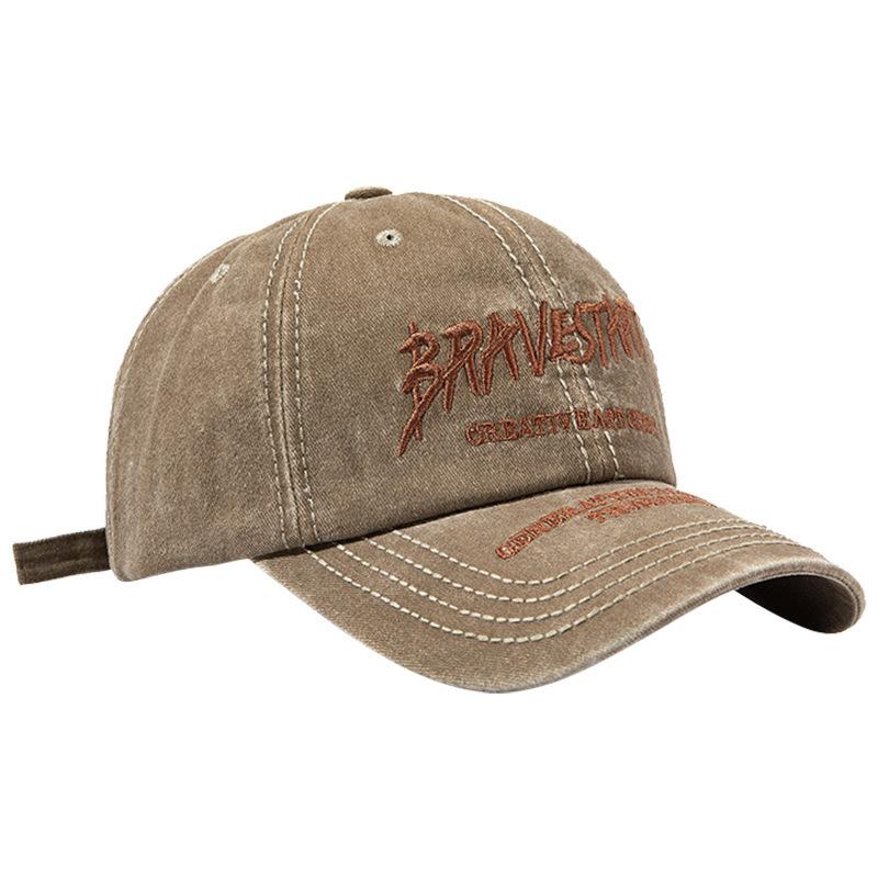 American Retro Baseball Cap Trendy Brand Women Summer Sun Protection Wash Old Soft Top Embroidered Sun Baseball Cap Men