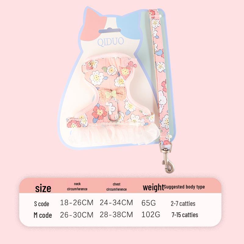 

Cat & Dog No-Pull Harness with Bowknot Floral Lace Design Small (2-7 lbs)