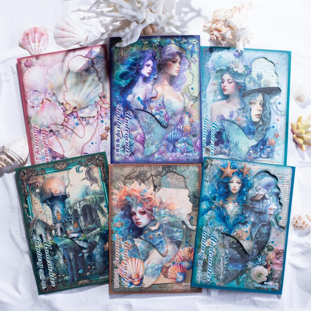 30 pcs Vintage aesthetic Underwater world theme material paper Decorative Diary Album Background paper Junk Journal Supplies