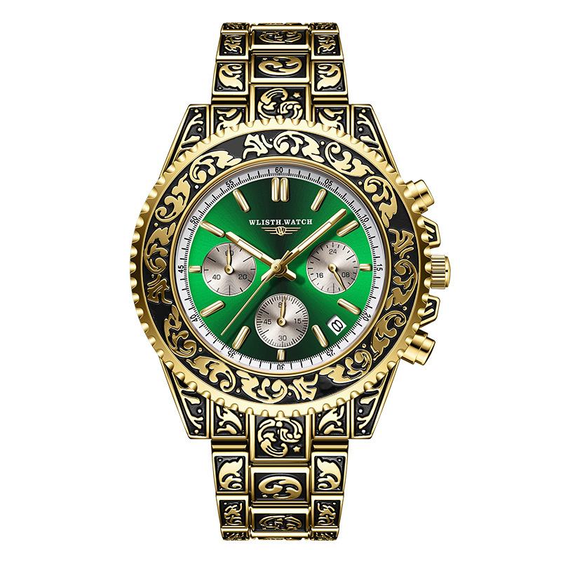 Men's Luxury Business Retro Watches Date,Chronograph Creative Steel Band Quartz Watch For Man Waterproof Clock Relogio