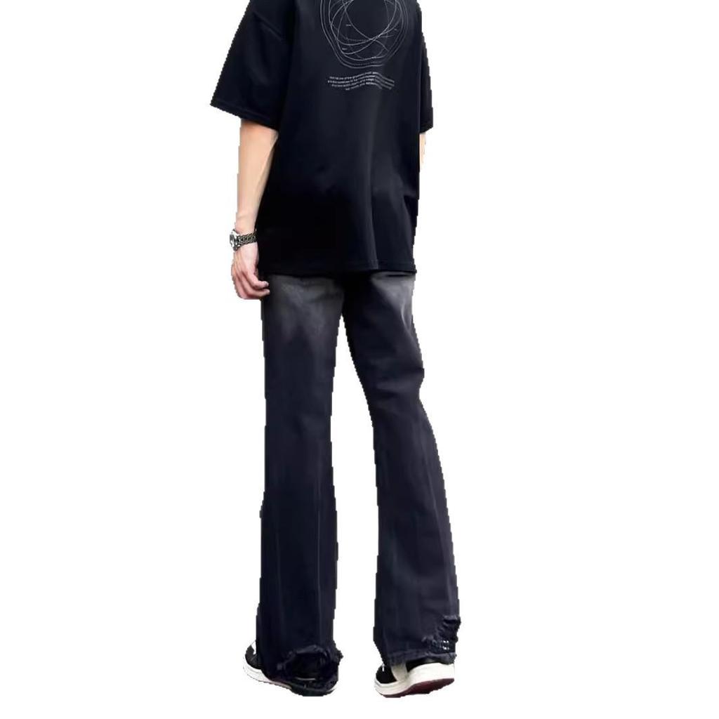 Retro Black Jeans Men's American Vibe Trendy Brand Loose Straight Pants High Street Drape Slightly Wide Leg Trousers