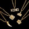Popular Zinc Alloy Pendant Necklace for Men's Fashion Nightclub Trendy Hip-Hop King Letter