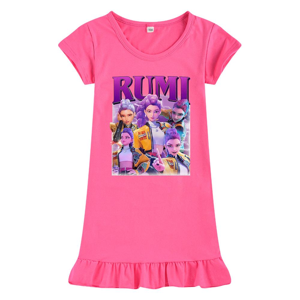 Hot Selling Kpop Witch Hunting Girl Group Print Girls Dress Ice Silk Nightdress 5971