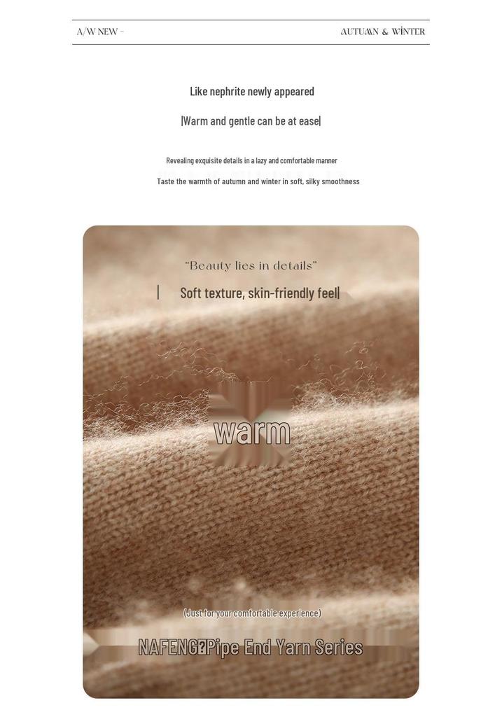 7-Gauge Double-Strand Ribbed Roll-Neck Women's Cashmere Sweater for Autumn/Winter