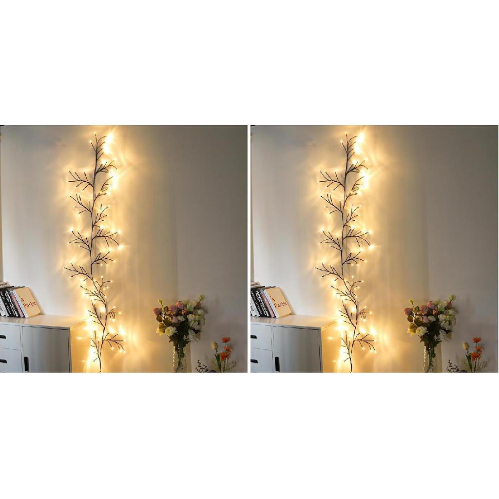 96 LED Willow Vine Lights 6FT Enchanted Wall Decoration Vine Lights 8 Modes for Home Indoor Wall Decoration (Warm White)