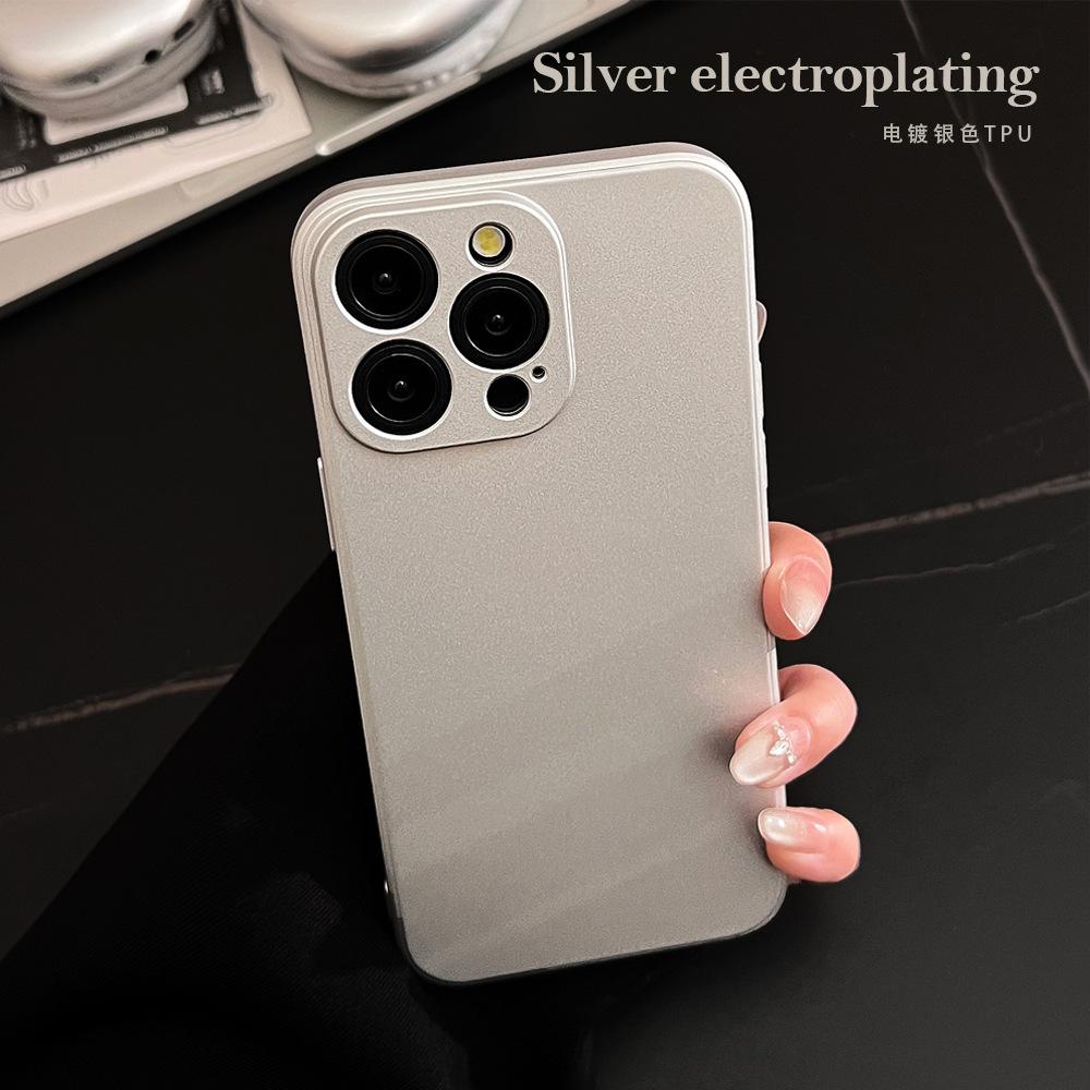 Electroplating Silver Apple 16 Apple Phone Case 15promax All Inclusive IPhone 14 Suitable for 13 Solid Color Simple 12