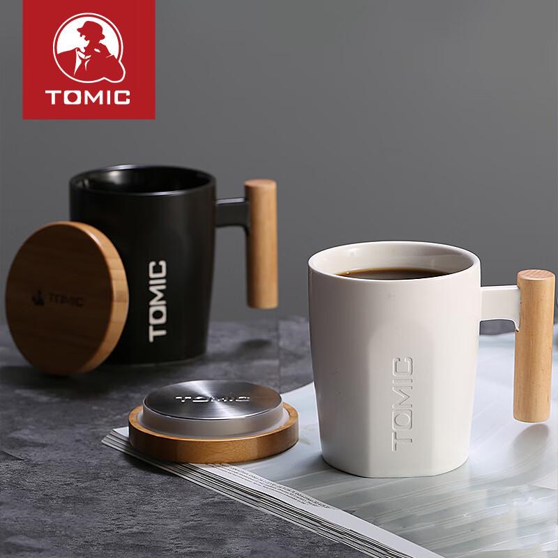 TOMIC Wooden Handle Ceramic Mug