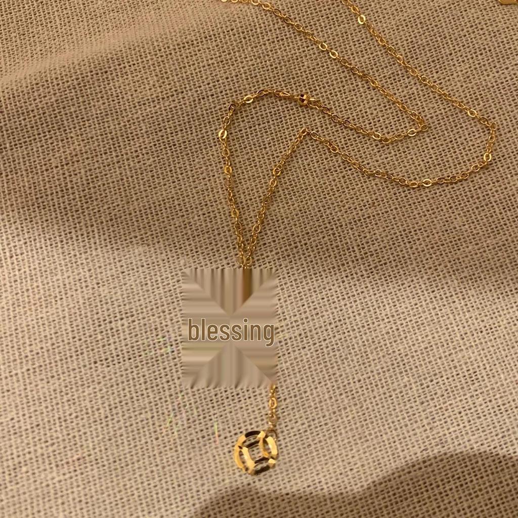 Xiaohongshu Inspired Crushed Ice Copper Coin Necklace with Xiao Ma Pendant - Fashionable and Versatile Clavicle Accessory